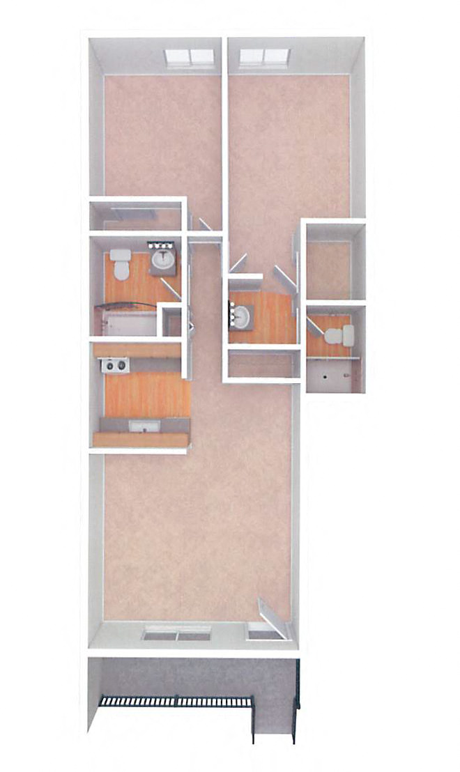 Floor plan for 2 beds, 2 baths, 900 sqft